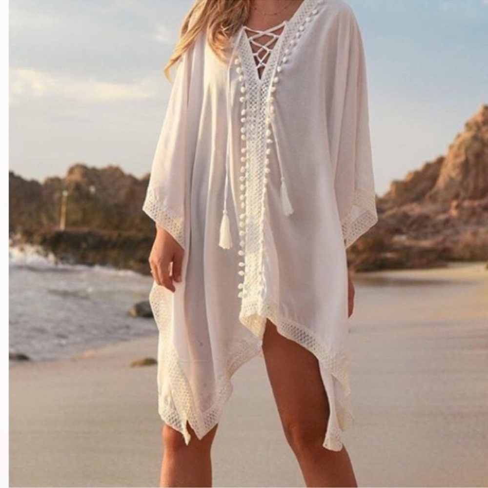 Bindya New York White Kaftan Cover Up